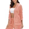 imageMAGCOMSEN Womens Velour Hooded Jacket Long Sleeve Full Zip Outerwear Soft Warm Velvet Jacket with Side PocketsApricot