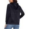 imageMAGCOMSEN Womens Velour Hooded Jacket Long Sleeve Full Zip Outerwear Soft Warm Velvet Jacket with Side PocketsBlack