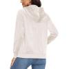 imageMAGCOMSEN Womens Velour Hooded Jacket Long Sleeve Full Zip Outerwear Soft Warm Velvet Jacket with Side PocketsCream