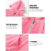 imageMAGCOMSEN Womens Velour Hooded Jacket Long Sleeve Full Zip Outerwear Soft Warm Velvet Jacket with Side PocketsFluorescent Pink