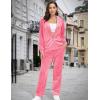 imageMAGCOMSEN Womens Velour Hooded Jacket Long Sleeve Full Zip Outerwear Soft Warm Velvet Jacket with Side PocketsFluorescent Pink