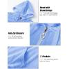 imageMAGCOMSEN Womens Velour Hooded Jacket Long Sleeve Full Zip Outerwear Soft Warm Velvet Jacket with Side PocketsLight Blue