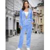 imageMAGCOMSEN Womens Velour Hooded Jacket Long Sleeve Full Zip Outerwear Soft Warm Velvet Jacket with Side PocketsLight Blue