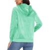imageMAGCOMSEN Womens Velour Hooded Jacket Long Sleeve Full Zip Outerwear Soft Warm Velvet Jacket with Side PocketsMint Green
