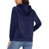 imageMAGCOMSEN Womens Velour Hooded Jacket Long Sleeve Full Zip Outerwear Soft Warm Velvet Jacket with Side PocketsNavy