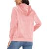 imageMAGCOMSEN Womens Velour Hooded Jacket Long Sleeve Full Zip Outerwear Soft Warm Velvet Jacket with Side PocketsPink