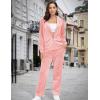 imageMAGCOMSEN Womens Velour Hooded Jacket Long Sleeve Full Zip Outerwear Soft Warm Velvet Jacket with Side PocketsPink