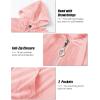 imageMAGCOMSEN Womens Velour Hooded Jacket Long Sleeve Full Zip Outerwear Soft Warm Velvet Jacket with Side PocketsPink