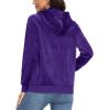 imageMAGCOMSEN Womens Velour Hooded Jacket Long Sleeve Full Zip Outerwear Soft Warm Velvet Jacket with Side PocketsPurple