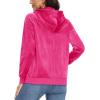 imageMAGCOMSEN Womens Velour Hooded Jacket Long Sleeve Full Zip Outerwear Soft Warm Velvet Jacket with Side PocketsRose