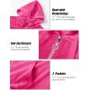 imageMAGCOMSEN Womens Velour Hooded Jacket Long Sleeve Full Zip Outerwear Soft Warm Velvet Jacket with Side PocketsRose
