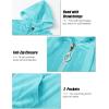 imageMAGCOMSEN Womens Velour Hooded Jacket Long Sleeve Full Zip Outerwear Soft Warm Velvet Jacket with Side PocketsWater Blue