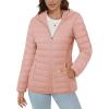 imageMAGCOMSEN Womens Hooded Puffer Jacket Lightweight Quilted Padded Coat 4 Pockets Zipup Winter Warm OuterwearApricot