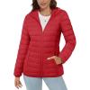 imageMAGCOMSEN Womens Hooded Puffer Jacket Lightweight Quilted Padded Coat 4 Pockets Zipup Winter Warm OuterwearTomato Red