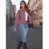 imageMAGCOMSEN Womens Corduroy Jackets Spring Jackets Soft Warm Button Down Shacket Long Sleeve Fall Outerwear with PocketsGrayish Purple