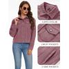 imageMAGCOMSEN Womens Corduroy Jackets Spring Jackets Soft Warm Button Down Shacket Long Sleeve Fall Outerwear with PocketsGrayish Purple