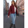 imageMAGCOMSEN Womens Corduroy Jackets Spring Jackets Soft Warm Button Down Shacket Long Sleeve Fall Outerwear with PocketsWine Red