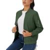 imageMAGCOMSEN Womens Jacket Lightweight Bomber Jackets 5 Pockets Windbreaker Zipup Casual Moto OutwearArmy Green