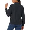 imageMAGCOMSEN Womens Jacket Lightweight Bomber Jackets 5 Pockets Windbreaker Zipup Casual Moto OutwearBlack