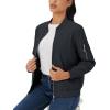 imageMAGCOMSEN Womens Jacket Lightweight Bomber Jackets 5 Pockets Windbreaker Zipup Casual Moto OutwearBlack