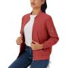 imageMAGCOMSEN Womens Jacket Lightweight Bomber Jackets 5 Pockets Windbreaker Zipup Casual Moto OutwearOrange Red
