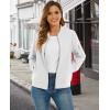 imageMAGCOMSEN Womens Jacket Lightweight Bomber Jackets 5 Pockets Windbreaker Zipup Casual Moto OutwearWhite