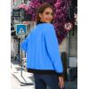 imageMAGCOMSEN Womens Lightweight Bomber Jackets Zip Up Casual Coat Spring Fall Windbreaker Outerwear with PocketsAzure