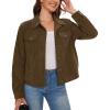 imageMAGCOMSEN Womens Corduroy Jackets Spring Jackets Soft Warm Button Down Shacket Long Sleeve Fall Outerwear with PocketsCoffee