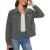 imageMAGCOMSEN Womens Corduroy Jackets Spring Jackets Soft Warm Button Down Shacket Long Sleeve Fall Outerwear with PocketsDark Grey