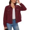 imageMAGCOMSEN Womens Corduroy Jackets Spring Jackets Soft Warm Button Down Shacket Long Sleeve Fall Outerwear with PocketsWine Red
