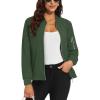 imageMAGCOMSEN Womens Jacket Lightweight Bomber Jackets 5 Pockets Windbreaker Zipup Casual Moto OutwearArmy Green