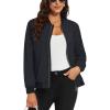 imageMAGCOMSEN Womens Lightweight Bomber Jackets Zip Up Casual Coat Spring Fall Windbreaker Outerwear with PocketsBlack