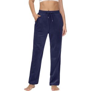 imageMAGCOMSEN Womens Fleece Pants Track Athletic Running Yoga Velour Pants Jogger Comfy Pajama Lounge SweatpantsNavy