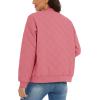 imageMAGCOMSEN Womens Diamond Quilted Jackets Lightweight Casual Bomber Jacket Warm Cotton Padded Coats with 2 PocketsAsh Pink