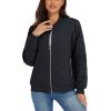 imageMAGCOMSEN Womens Diamond Quilted Jackets Lightweight Casual Bomber Jacket Warm Cotton Padded Coats with 2 PocketsBlack