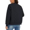 imageMAGCOMSEN Womens Diamond Quilted Jackets Lightweight Casual Bomber Jacket Warm Cotton Padded Coats with 2 PocketsBlack