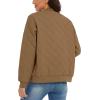 imageMAGCOMSEN Womens Diamond Quilted Jackets Lightweight Casual Bomber Jacket Warm Cotton Padded Coats with 2 PocketsBrown
