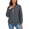 imageMAGCOMSEN Womens Diamond Quilted Jackets Lightweight Casual Bomber Jacket Warm Cotton Padded Coats with 2 PocketsDark Grey
