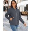 imageMAGCOMSEN Womens Diamond Quilted Jackets Lightweight Casual Bomber Jacket Warm Cotton Padded Coats with 2 PocketsDark Grey