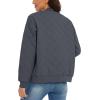 imageMAGCOMSEN Womens Diamond Quilted Jackets Lightweight Casual Bomber Jacket Warm Cotton Padded Coats with 2 PocketsDark Grey