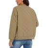 imageMAGCOMSEN Womens Diamond Quilted Jackets Lightweight Casual Bomber Jacket Warm Cotton Padded Coats with 2 PocketsKhaki