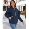 imageMAGCOMSEN Womens Diamond Quilted Jackets Lightweight Casual Bomber Jacket Warm Cotton Padded Coats with 2 PocketsNavy Blue