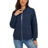 imageMAGCOMSEN Womens Diamond Quilted Jackets Lightweight Casual Bomber Jacket Warm Cotton Padded Coats with 2 PocketsNavy Blue
