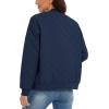 imageMAGCOMSEN Womens Diamond Quilted Jackets Lightweight Casual Bomber Jacket Warm Cotton Padded Coats with 2 PocketsNavy Blue