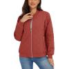imageMAGCOMSEN Womens Diamond Quilted Jackets Lightweight Casual Bomber Jacket Warm Cotton Padded Coats with 2 PocketsOrange Red