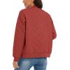 imageMAGCOMSEN Womens Diamond Quilted Jackets Lightweight Casual Bomber Jacket Warm Cotton Padded Coats with 2 PocketsOrange Red