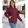 imageMAGCOMSEN Womens Diamond Quilted Jackets Lightweight Casual Bomber Jacket Warm Cotton Padded Coats with 2 PocketsWine Red