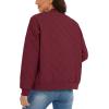 imageMAGCOMSEN Womens Diamond Quilted Jackets Lightweight Casual Bomber Jacket Warm Cotton Padded Coats with 2 PocketsWine Red