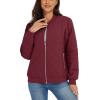 imageMAGCOMSEN Womens Diamond Quilted Jackets Lightweight Casual Bomber Jacket Warm Cotton Padded Coats with 2 PocketsWine Red