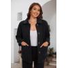 imageMAGCOMSEN Womens Sherpa Fleece Jackets Fuzzy Warm Winter Jackets Button Down Coat Long Sleeve Outwear with PocketsBlack